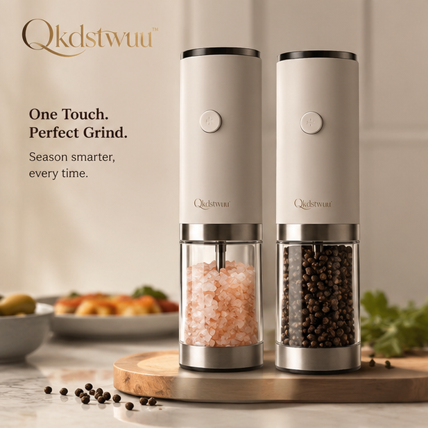 Qkdstwuu™ Electric Rechargeable Salt & Pepper Grinder Set with LED Light